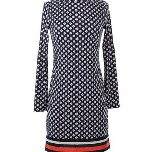MICHAEL Michael Kors Dress, Long Sleeve, Navy/Orange, Size XS